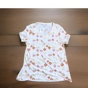 3XL CHRISTY TEE LuLaRoe Cream Tulips FLORAL NWT ~ V-Neck T-Shirt Size 26-28